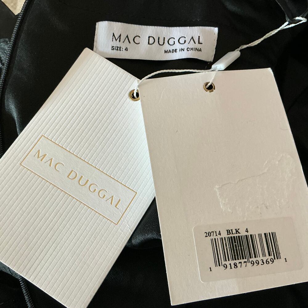 Mac Duggal 20714 High Low A-Line Evening Gown Metallic Black Size 4 Formal Dress - Picture 10 of 12